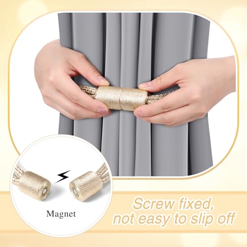 Queekay 2 Pcs Magnetic Curtain Tiebacks, 2 Style Holders, Platinum - color: Platinum