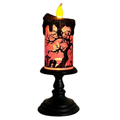Eldnacele Ghosts Halloween Snow Globe Flameless Candle Battery Operated - color: 2-ghost