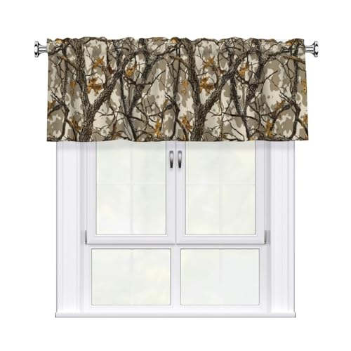 Worltoldb Camo Curtain Valance Short Rod Pocket Window Treatment for Living Room Bedroom Kitchen Bathroom 1 Panel 54" W x 18" L - color: Camo