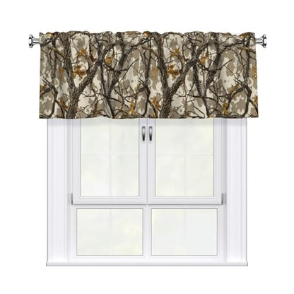 Worltoldb Camo Curtain Valance Short Rod Pocket Window Treatment for Living Room Bedroom Kitchen Bathroom 1 Panel 54" W x 18" L - color: Camo