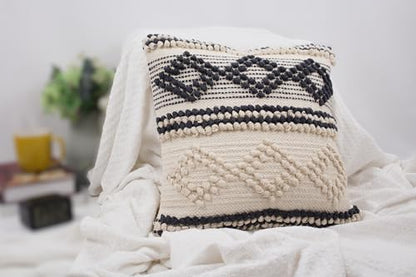 TreeWool 100% Cotton Woven Throw Pillow Cover (Pack of 1, 18" x 18", Gray) - color: Grey