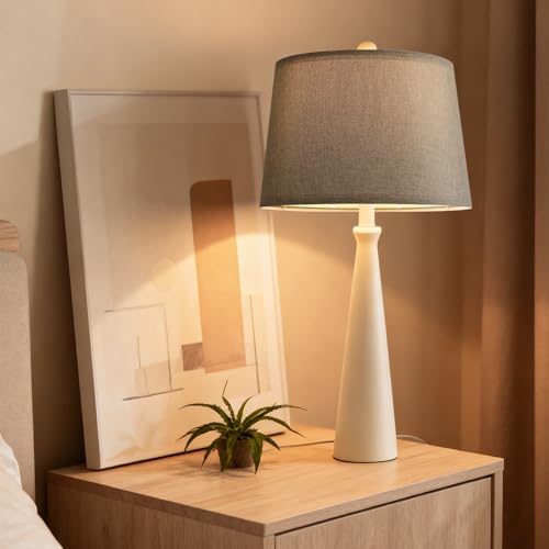 Oneach 25.75" Modern Table Lamp for Bedroom Set of 2, USB C Port, White - color: White