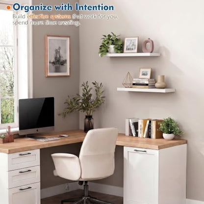 White Floating Shelves 24 Inch, Wall Mounted Bathroom Shelves Over Toilet - color: White, size: 24 x 8 Inch