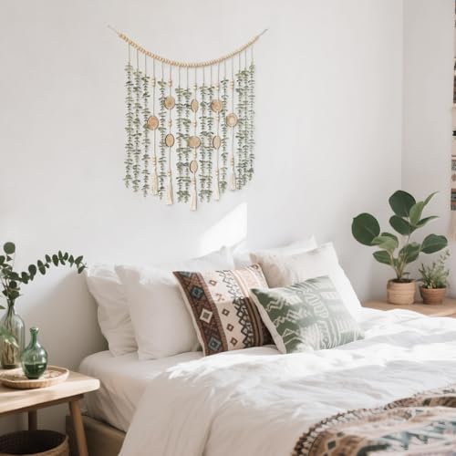 Dahey Boho Hanging Artificial Eucalyptus Garland Wall Decor 43'' Fake Plant - color: Green, size: 43 inches