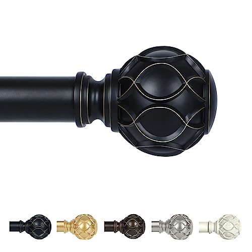 TANGWIN Farmhouse Curtain Rod Adjustable 18-45",1" Heavy Duty Boho,Black - color: Matte Black, size: 18-45" & 1pack