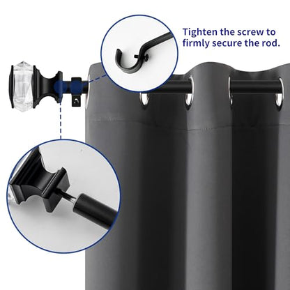 Sharpliving Black Curtain Rod, 66-120 Inch Adjustable for Living Room - color: Black-Square, size: 66" - 120"