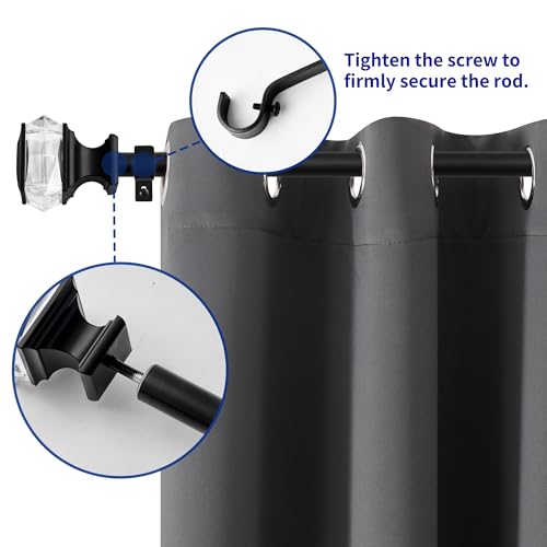 Sharpliving Black Curtain Rod, 66-120 Inch Adjustable for Living Room - color: Black-Square, size: 66" - 120"