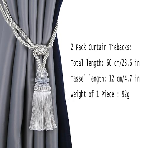 BEL AVENIR 4 Pack Curtain Tiebacks Hand-Woven Holdbacks Tassels Tiebacks - color: Beige, size: 4 Pack