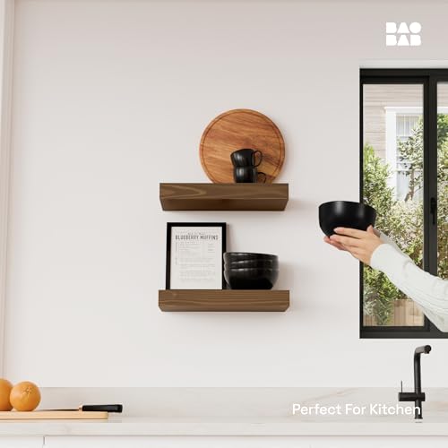 Solid Wood Floating Shelves for Wall 12 Inch Walnut, Small Wooden Shelf - color: Walnut, size: 12 Inch