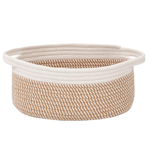 JMvicyroam Small Woven Basket, Empty Gift Basket, White&Brown Block/1 Pack - color: White&Brown Block, size: 1 Pack