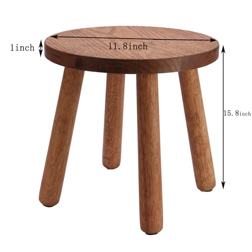 Solid Wooden Stool,Plant Stand,Step Stool,Light Walnut,15.8" H - color: Light Walnut, size: 15.8inch