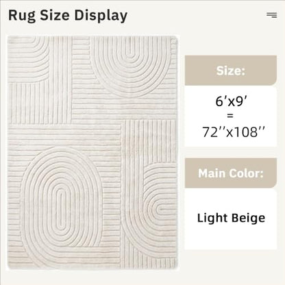Beige Solid Area Rug 6x9, Washable Rugs for Living Room Bedroom - color: Light Beige, size: 6' x 9' (Rectangular)
