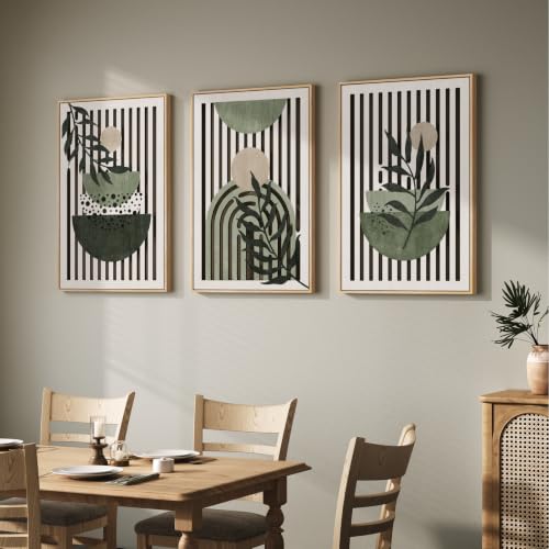 Large Framed Boho Cutout Carved Wood Wall Art for Living Room, 24x36 Inch - color: Saga Green