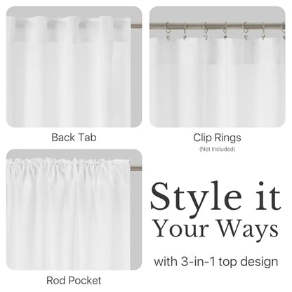 NICETOWN Non-See-Through Off White Sheer Cafe Curtains, W37xL24 - color: Off White, size: 37"W x 24"L (Pack of 2)