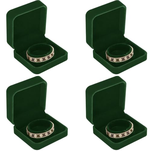 KUKUVR 4 Pcs Velvet Bracelet Gift Box, Jewelry Storage Holder Case for Bangle Anklet beaded bracelet Birthday Anniversary, Gift for Women (Green) - color: Green