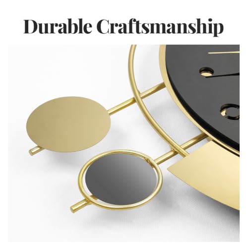 Cuspin Modern Wall Clock Black Gold with Pendulum, Decorative Metal Clock - color: Black Gold Modern