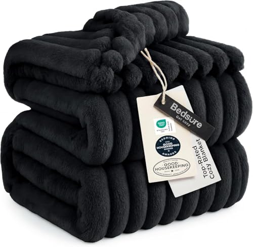 Bedsure Soft Queen Size Blanket for Bed Black 90"x90" - color: Black, size: Queen