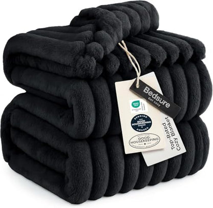 Bedsure Soft Queen Size Blanket for Bed Black 90"x90" - color: Black, size: Queen