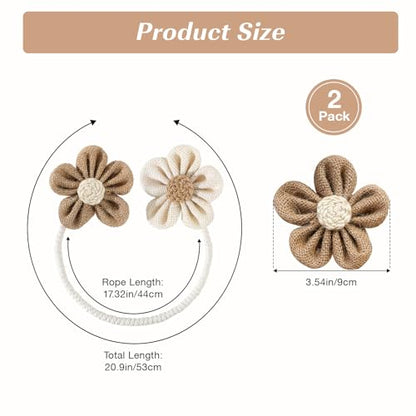 Lewondr Curtain Ropes Tiebacks, Beige & Coffee, 2 Pack - color: Beige & Coffee, size: Large