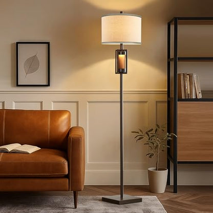 63'' Rustic Floor Lamp for Living Room with 2 Light Sources - style: Rustic