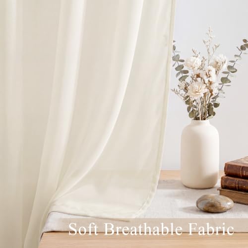PONY DANCE 4 Panels Sheer Curtains 96 Inches Long, Beige, W 42" x L 96" - color: Beige, size: 42"W x 96"L (Pack of 4)