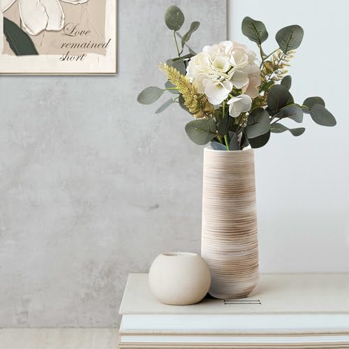 ALMA 9" White Flower Vase, Small Table Vase for Pampas Grass - color: Cylindrical-white-9''