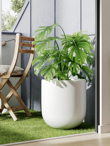 LE TAUCI 12 Inch Ceramic Pots for Plants, Large Planter, White - color: White, size: 12“