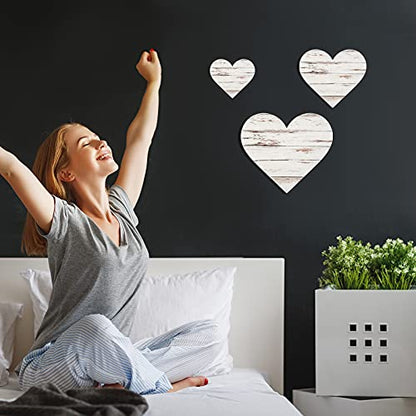 Jetec 3 Pcs Wood Heart Wall Decor Farmhouse Plaque, Simple - style: Minimalist