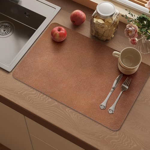 Vinyl Placemats Set of 6-12x17 Inch - Heat Resistant Washable Place Mats Waterproof Non-Slip Wipeable Table Mats for Dining Table Decor, Indoor/Outdoor Plastic Mat - color: Brown