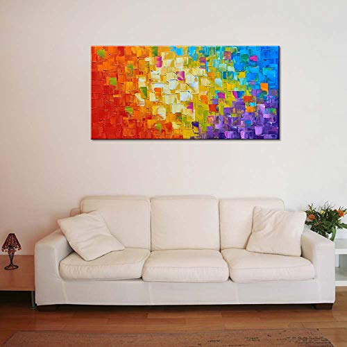 Seekland Art Hand Painted Texture Oil Painting on Canvas Abstract Wall Art Deco Contemporary Artwork Framed Ready to Hang (48 * 24 inch) - size: 48"L x 24"W