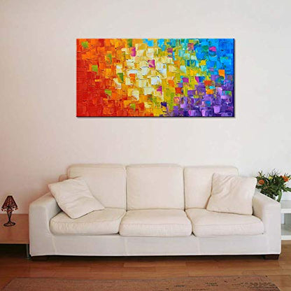 Seekland Art Hand Painted Texture Oil Painting on Canvas Abstract Wall Art Deco Contemporary Artwork Framed Ready to Hang (48 * 24 inch) - size: 48"L x 24"W