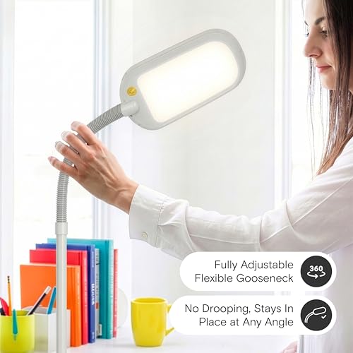 Brightech Litespan LED 2nd Edition Reading Floor Lamp with Cool, Soft & Warm White LED's - Built-in Dimmer - Adjustable Design Pivots in Any Direction - Energy Saving 12 Watts - Alpine White - color: Alpine White