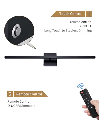 Rayogale Black 36 Inch Battery Operated Wall Sconce with Remote Control - color: Black, size: 36 Inch(2 Pack)