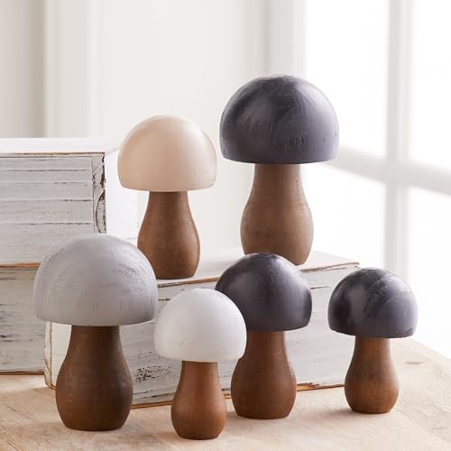 Your Heart's Content Neutral Wood Mushrooms, Set of 3 (Neutral Paint 3) - color: Neutral 3