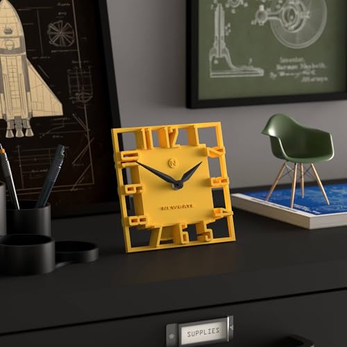NEWGATE® Highline Desk Clock | Square Skeleton Clock | Yellow - color: Citrus Yellow