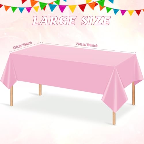 6Pcs Light Pink Tablecloth,Disposable Plastic Tablecloths,Waterproof Pink Rectangle Table Cover for Graduation Birthdays Weddings Anniversary Party Decorations,54 x 108 Inch - color: Light Pink, size: 6 Pack