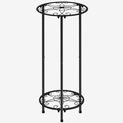 CASIMR Plant Stand Indoor Outdoor, Metal Rustproof Flower Shelf 2 Tier 23.9 inch, Tall Multiple Plant Pot Holder Rack for Garden Patio Living Room Corner Balcony, Black
