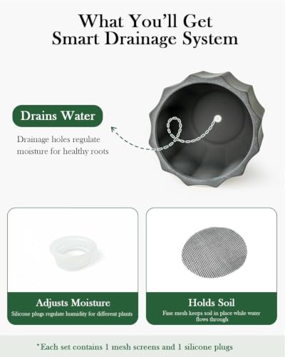 10 Inch Ceramic Plant Pot for Indoor Plants with Drainage Hole - color: Grey 10"