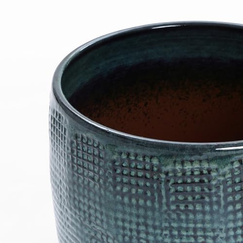 LuxenHome 12" Large Round Ceramic Pots for Plants, Glazed Green Planter