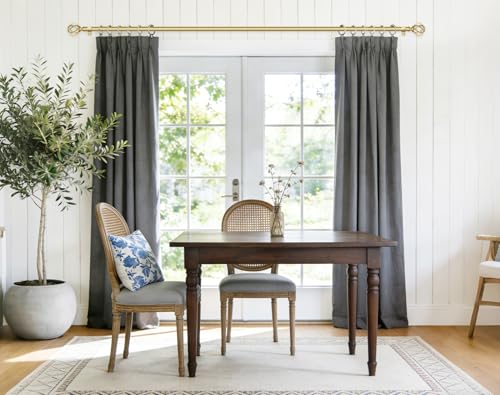 USFOOK Curtain Rods for Windows 48 to 84, Gold Adjustable Drapery Rod - color: Gold, size: 48-84"