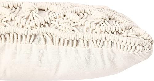 REDEARTH Macrame Throw Pillow Cushion Covers-Woven Decorative Farmhouse Square Cases Set for Couch, Sofa, Bed, Farmhouse, Chair, Dining, Patio, Outdoor, car; 100% Cotton (18x18; Natural) Pack of 2 - color: Clover Natural, size: 18" x 18" (Pack of 2)