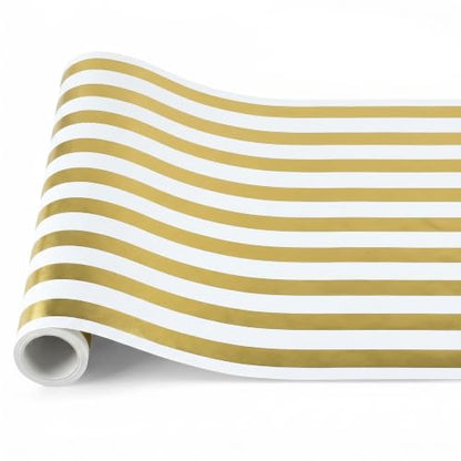AmazingSpark Striped Table Runner Roll,Gold,25' Long X 16" Wide - color: Gold, size: 25' Long X 16" Wide