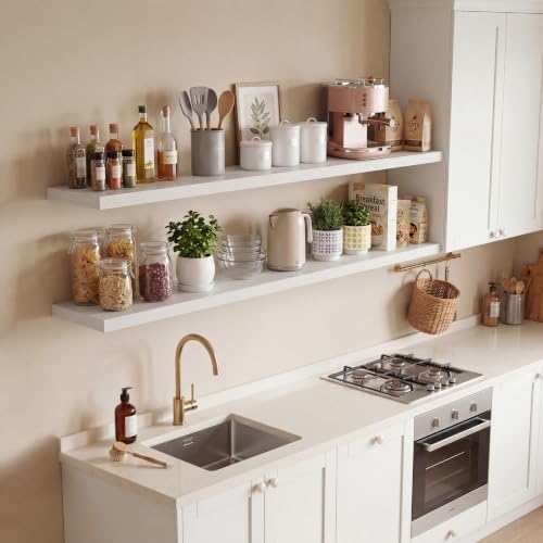 Vivelove 10 Inch Deep Floating Shelves 40” Set of 2, White - color: White, size: 40”wx10.2”dx1.5”h