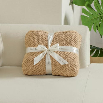 Premium Minky Throw Blanket, Soft Plush Lightweight Cozy Touch - color: Argyle Knit Camel, size: Kids(40″x50″)