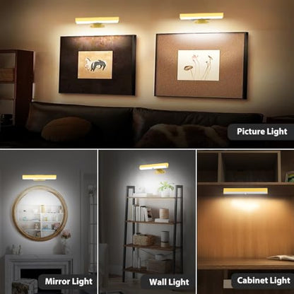 EUIOKUN LED Picture Light Battery Operated Wall Sconces for Wall Decor 2Pcs - size: 2Pack Gold