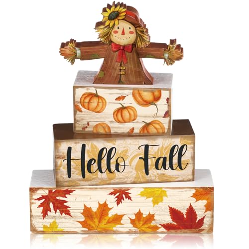 4 Pcs Hello Fall Decoration for Home Scarecrow Pumpkin Table Centerpiece - style: Cute Scarecrow