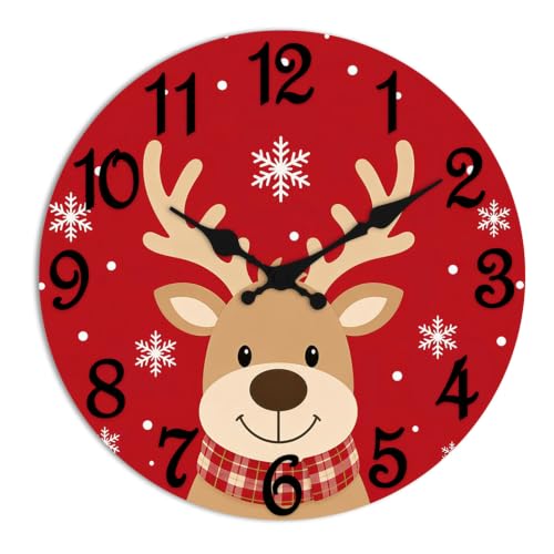 ArtSocket Round Wall Clock Silent Non-Ticking 12", Christmas Tree - color: Christmas Tree 03