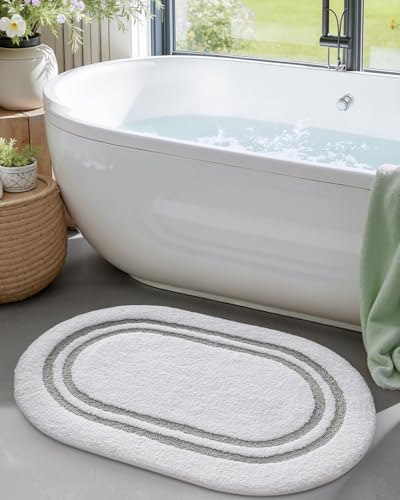 DEXI Oval Bath Mats for Bathroom Non Slip, 30x17 Bath Mat, Light Grey - color: Light Grey, size: 30" X 17" (Oval)