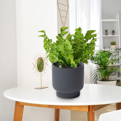 Grey Ceramic Plant Pots - Succulent Flower Small Planter, Pot for Indoor Outdoor Garden Plants with Drainage Holes - Plants Not Included 4.33 X4.33 Inch - color: Gray