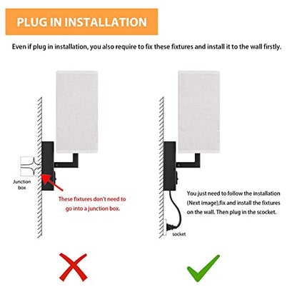 HAITRAL Wall Sconces Plug in with Bulbs - Wall Lamps for Bedroom with USB and Outlet,Sconces Wall Decor Set of 2 with Switch and Bulb Wall Light Fixtures for Living Room,Bedroom(Include Bulbs)-Black